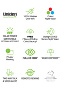 UNIDEN APP CAM SOLO PRO FULL HD 1080P WIRELESS SECURITY CAMERA SOLAR PANEL KIT