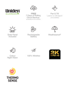 UNIDEN GUARDIAN APP CAM SOLO X2K PT KIT WIREFREE 2K SUPER HD w/ SOLAR PANEL