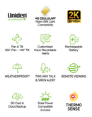 UNIDEN GUARDIAN APP CAM SOLO PT 2K FHD 4G CELLULAR PT KIT WIRELESS SMART CAMERA